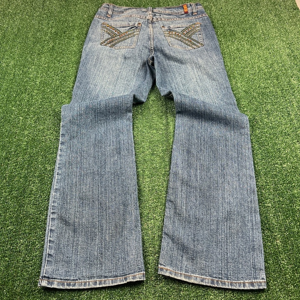 VTG ZANA DI Jeans Women's Blue Sz 14 32x31" Flared Embellished Stretch Denim Y2K